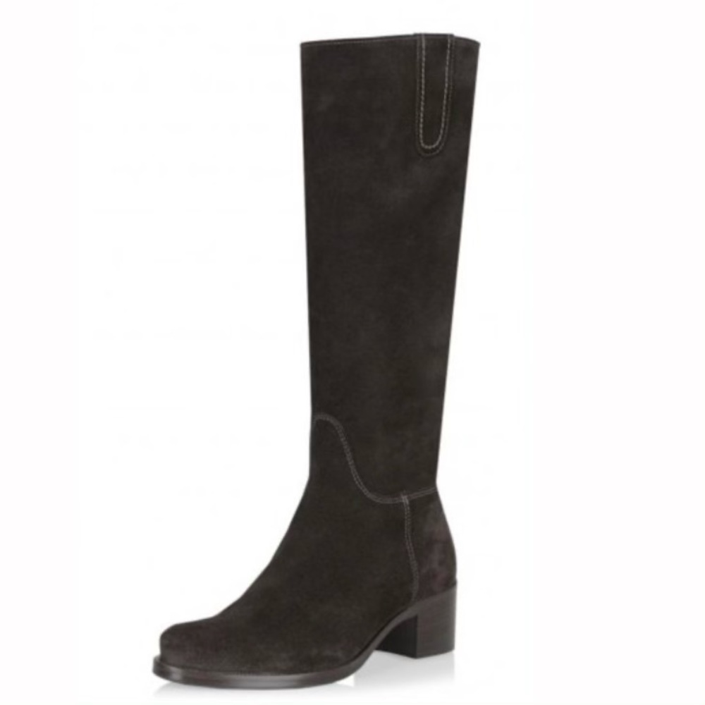 La Canadienne Polly Knee Boots Espresso Brown Women Suede Block Chunky Heels 7.5